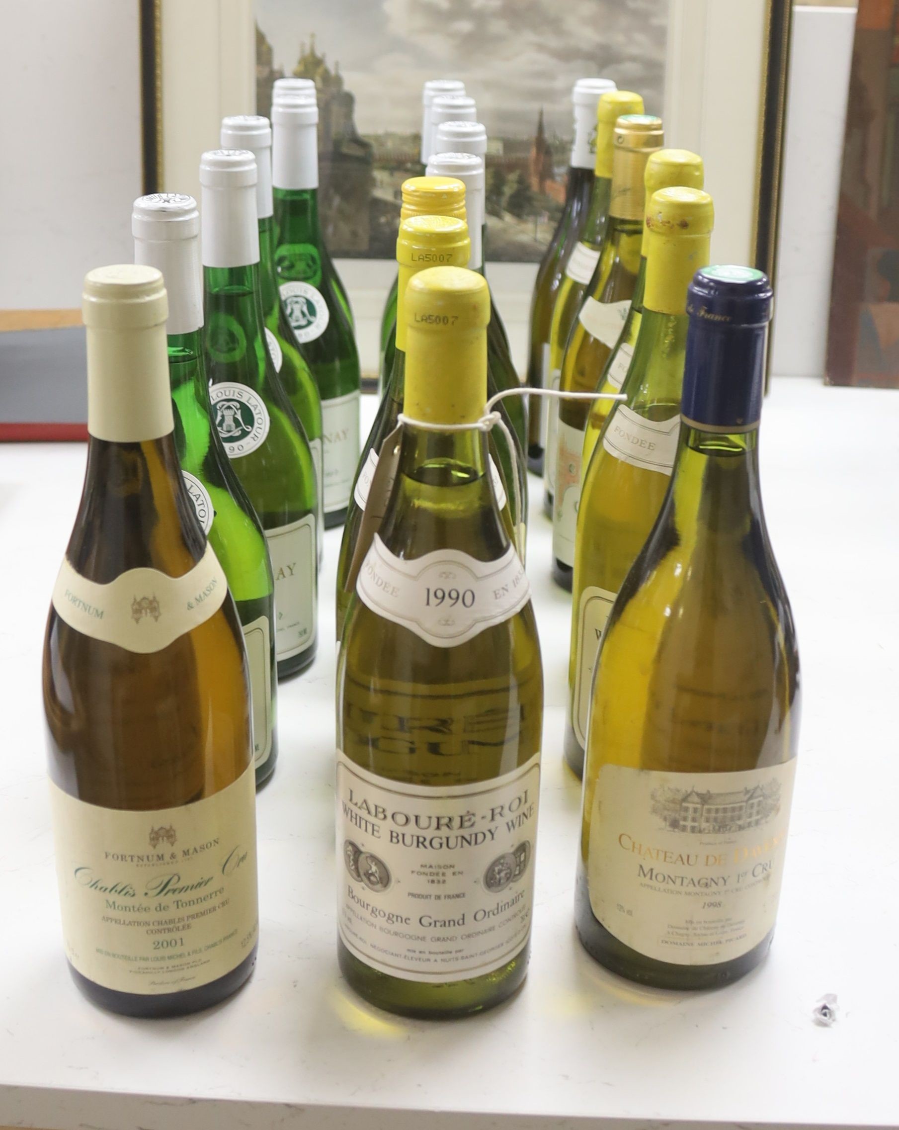 Nineteen assorted bottles of white wine including a Montagny 1 Er Cru 1998